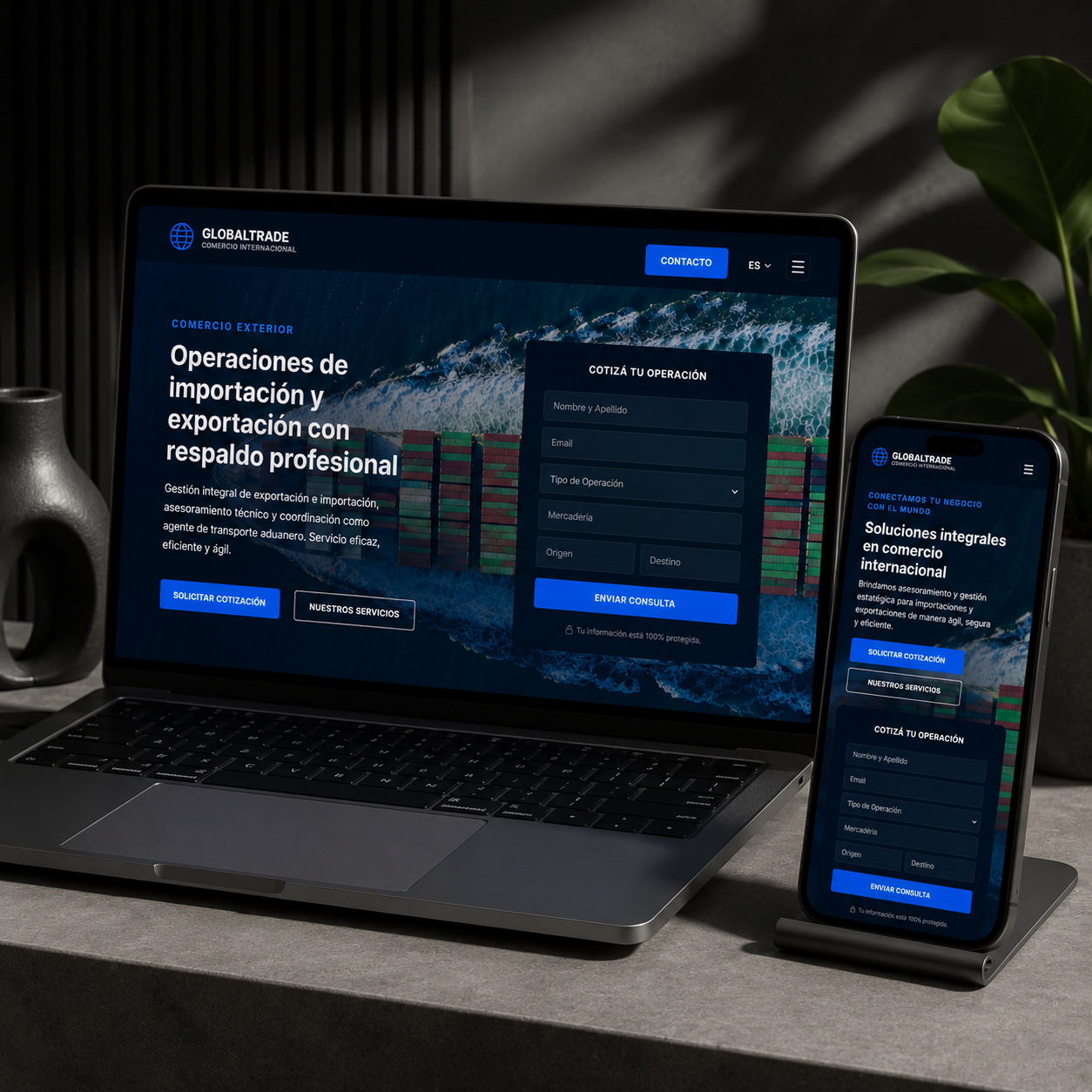 Sitio corporativo para empresa exportación e importación